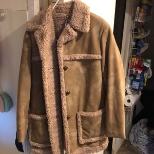 Faux Suede Button Up Coat